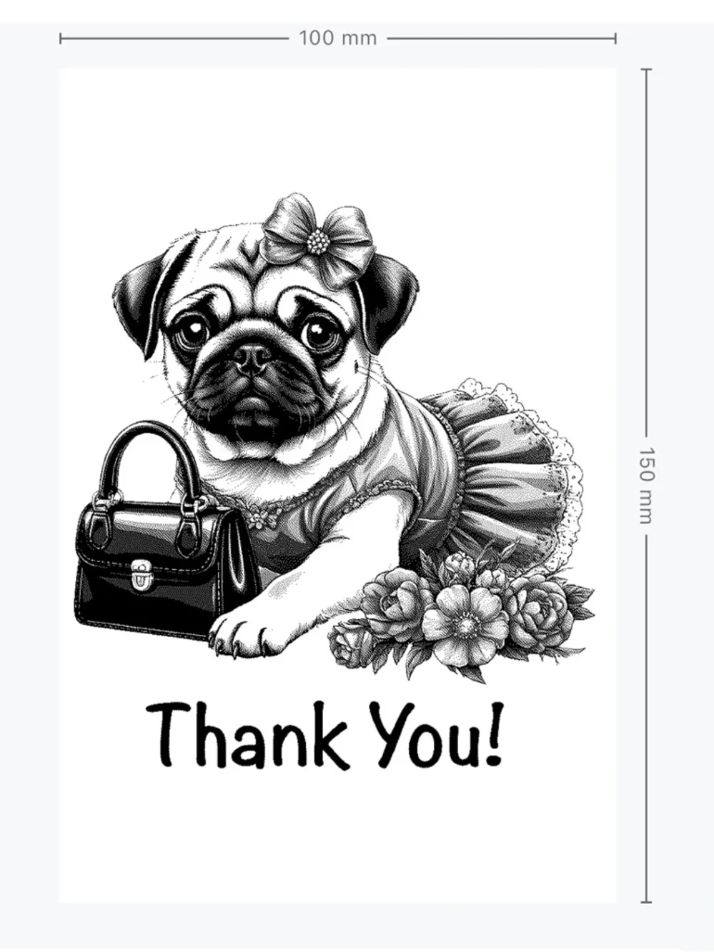 Pug Thank You Labels 4”x6”-100ct.